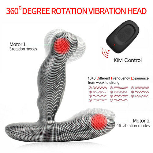 Intelligent Rotations Stimulating Perineum Heating 16 Vibration Modes Remote Prostate Massager