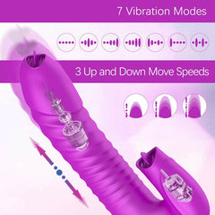 2 Tongues Thrusting Heating Vibrations G-Spot Vibrator