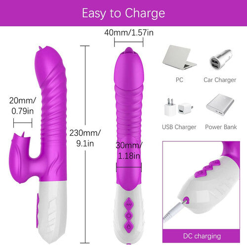 2 Tongues Thrusting Heating Vibrations G-Spot Vibrator