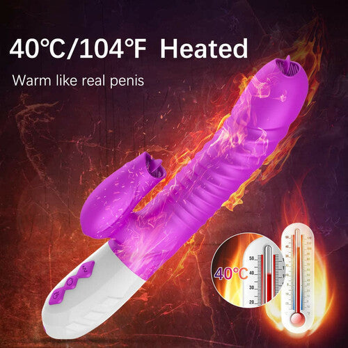 2 Tongues Thrusting Heating Vibrations G-Spot Vibrator