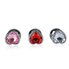 White Princess Heart Gem Single Metal Butt Plug