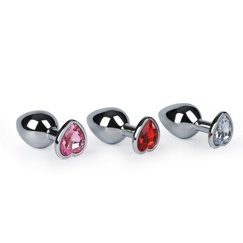 White Princess Heart Gem Single Metal Butt Plug