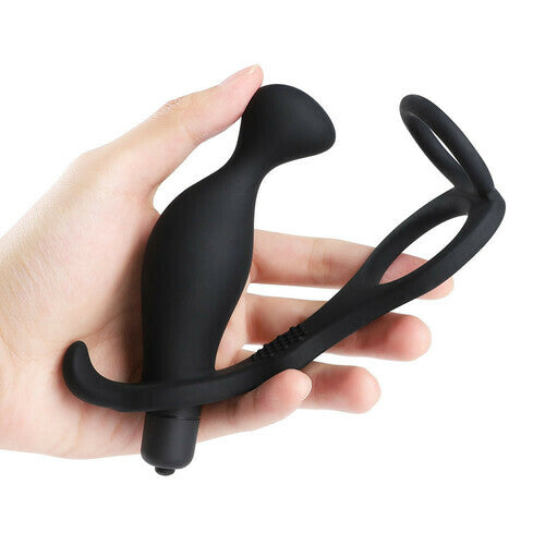 Cock Ring Equipped Wavy Prostate Stimulator