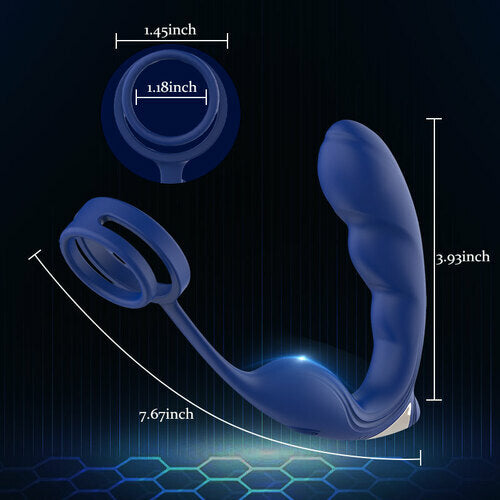 Blue Wing Head Spinning Bead Vibrating Prostate Massager