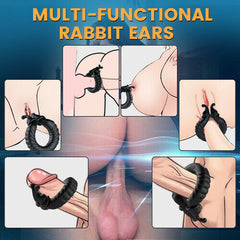 Hare Buddy-Separable Rabbit Rocker 10 Vibrating Cock Ring for Couple Play