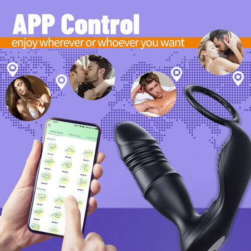 Mason - APP Control Thrusting Vibrating Prostate Massager Cock Ring with Rasied Dots