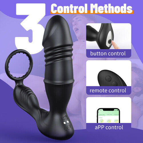 Mason - APP Control Thrusting Vibrating Prostate Massager Cock Ring with Rasied Dots