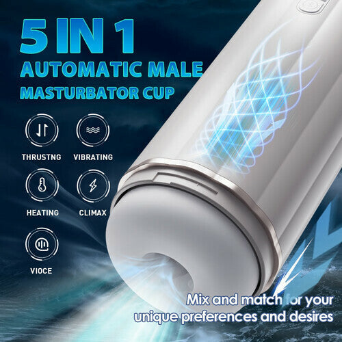 Bluetooth 10 Thrusting Vibration Heating Stepless Adjusting Male Masturbator